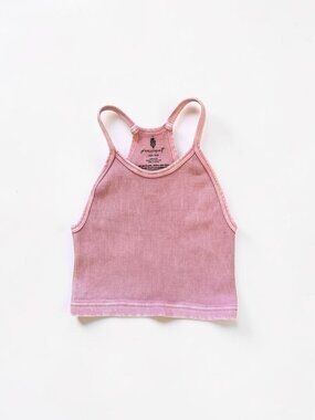Free People Movement Pink Ribbed Racerback Crop Tank Top XS/S Athletic Yoga